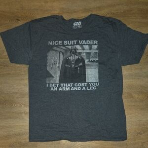 Star Wars Charcoal Gray Short Sleeve Tee with Vader Graphic